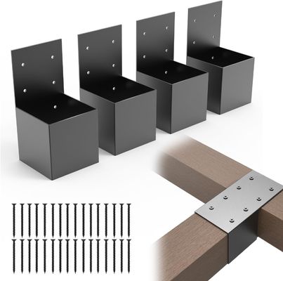 2x4 퍼골라 브래킷 키트 실제 1.6x3.6 인치 퍼골라 포스트 상단 래프터 브래킷 데크 레일 브래킷